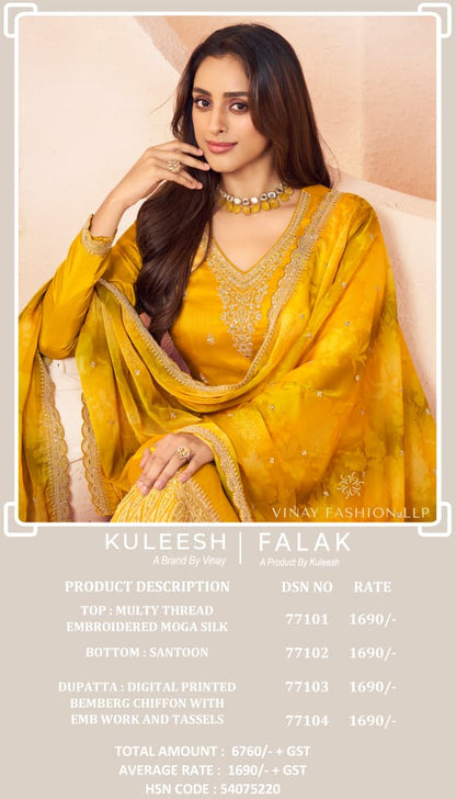 Kuleesh Falak Vinay Fashion Llp Moga Silk Pant Style Suits Wholesale