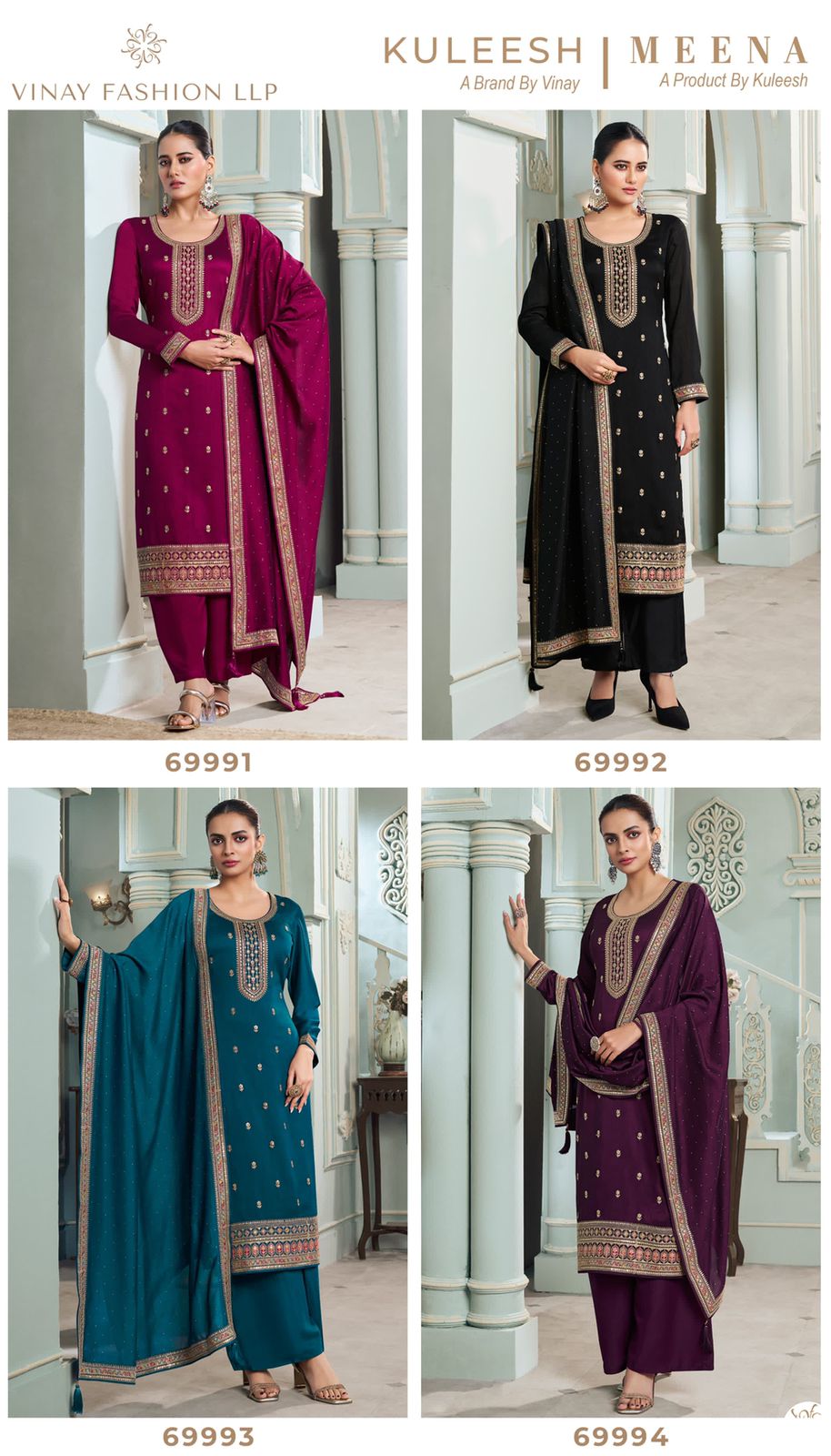 Kuleesh Meena Vinay Fashion Llp Silk Georgette Plazzo Style Suits Supplier India