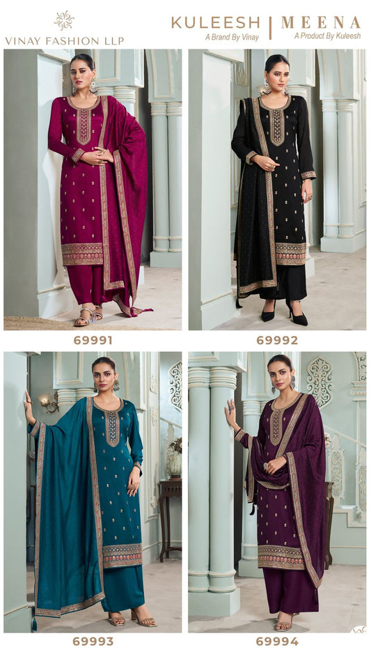 Kuleesh Meena Vinay Fashion Llp Silk Georgette Plazzo Style Suits Supplier India