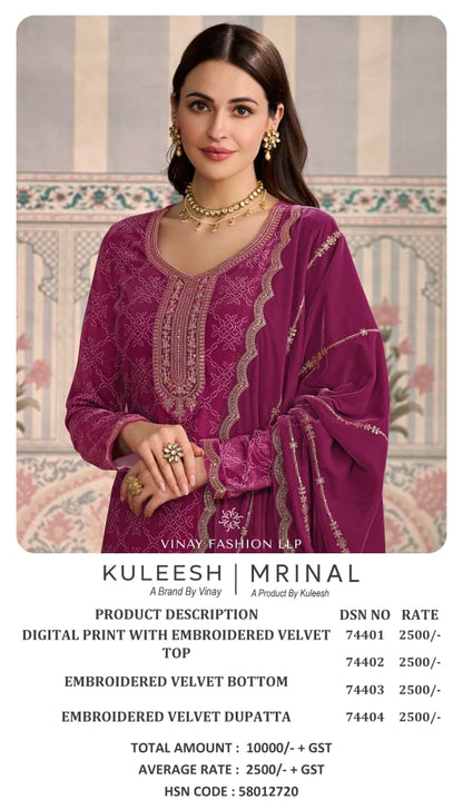 Kuleesh Mrinal Vinay Fashion Llp Velvet Suits Exporter Ahmedabad