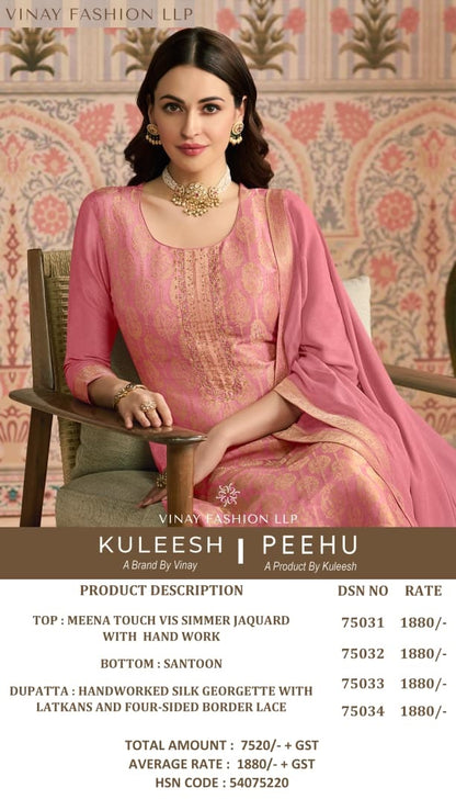 Kuleesh Peehu Vinay Fashion Llp Viscose Simmer Pant Style Suits Wholesale Rate