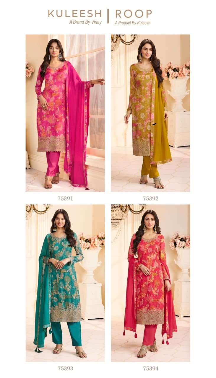Kuleesh Roop Vinay Fashion Llp Chinon Pant Style Suits Wholesaler