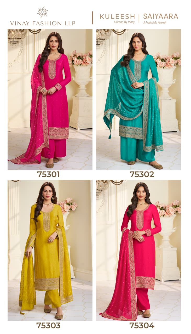 Kuleesh Saiyaara Vinay Fashion Llp Moga Silk Pant Style Suits Wholesale Rate