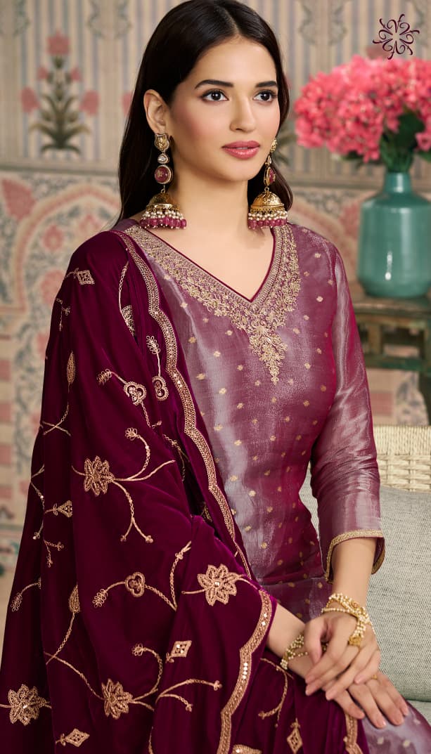 Kuleesh Sarita Vinay Fashion Llp Kanjivaram Silk Velvet Suits Wholesaler Ahmedabad
