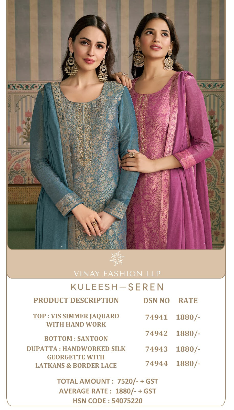 Kuleesh Seren Vinay Fashion Llp Viscose Pant Style Suits Manufacturer Gujarat