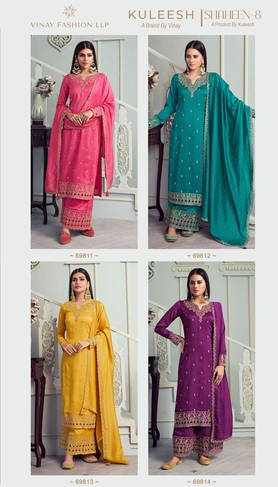 Kuleesh Shaheen 8 Vinay Fashion Llp Silk Georgette Plazzo Style Suits Manufacturer Ahmedabad