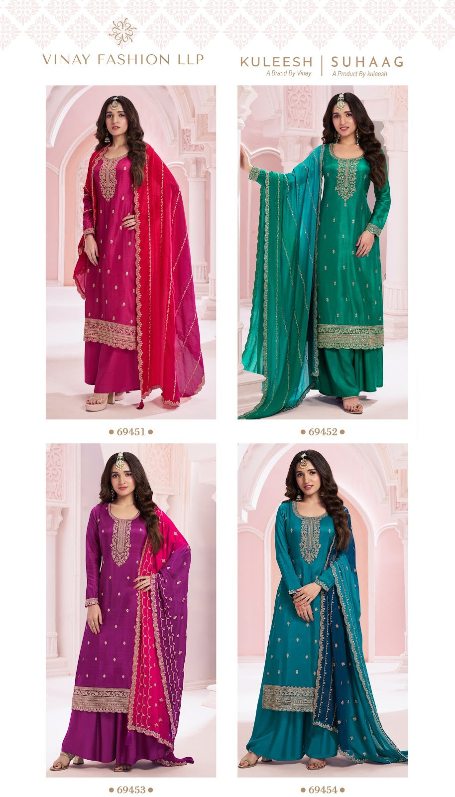 Kuleesh Suhaag Vinay Fashion Llp Silk Georgette Plazzo Style Suits Manufacturer Ahmedabad
