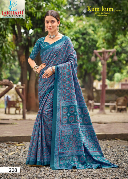 Kum Kum Vol 2 Ajrakh Lakhani Cotton Sarees Exporter Ahmedabad
