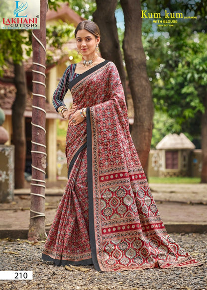 Kum Kum Vol 2 Ajrakh Lakhani Cotton Sarees Exporter Ahmedabad