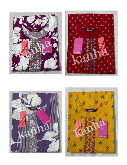 Kumari 020525 Kanha Reyon Kurti With Pocket Wholesale Price