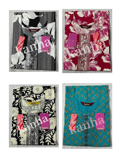 Kumari 020525 Kanha Reyon Kurti With Pocket Wholesale Price