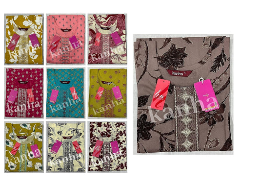 Kumari 050425 Liva Kanha Reyon Kurti With Pocket Supplier Ahmedabad