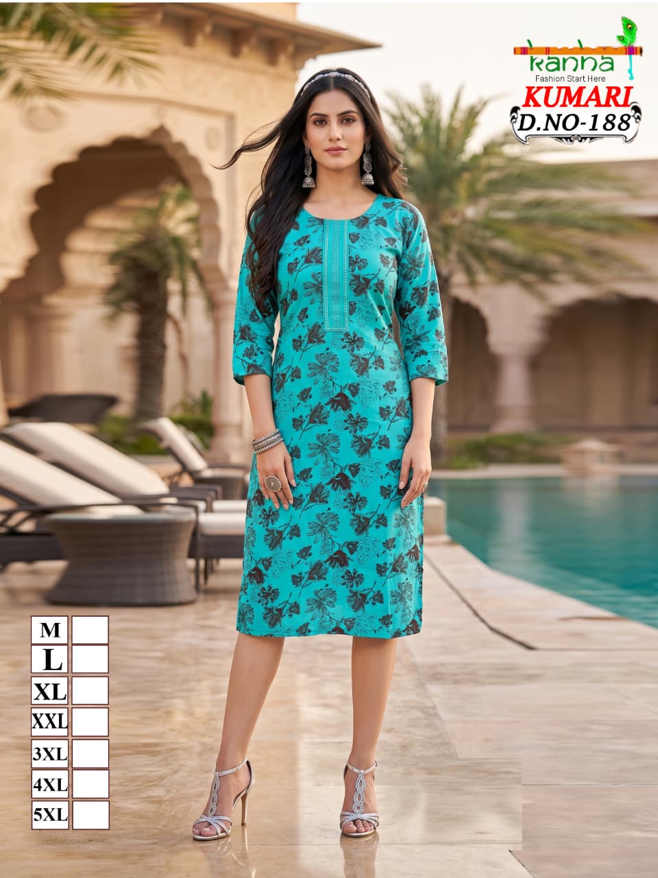 Kumari Big Size Kanha Reyon Straight Cut Kurtis Supplier Gujarat