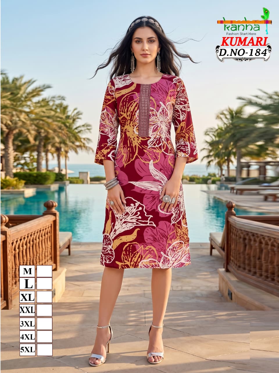 Kumari Big Size Kanha Reyon Straight Cut Kurtis Supplier Gujarat