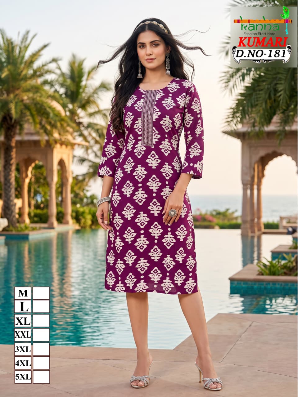 Kumari Big Size Kanha Reyon Straight Cut Kurtis Supplier Gujarat