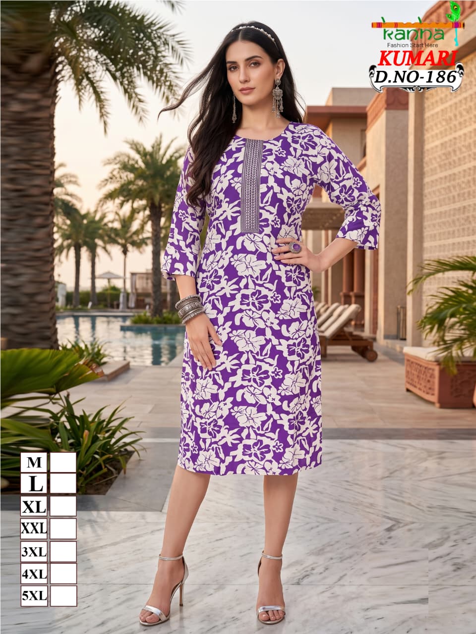 Kumari Big Size Kanha Reyon Straight Cut Kurtis Supplier Gujarat