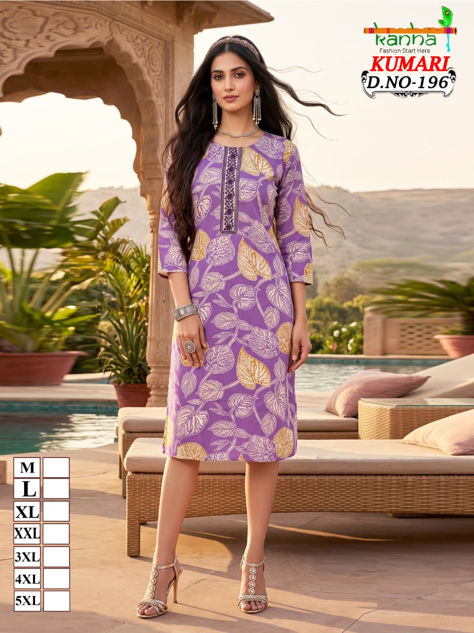Kumari Big Size Kanha Reyon Straight Cut Kurtis Supplier Gujarat