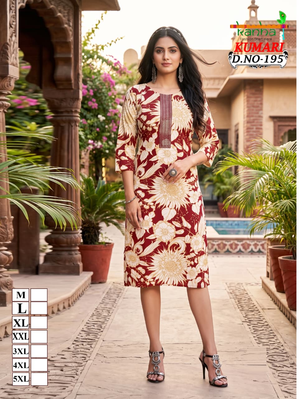 Kumari Big Size Kanha Reyon Straight Cut Kurtis Supplier Gujarat