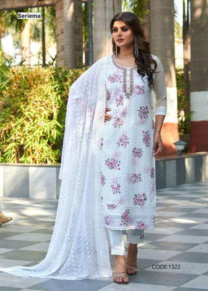 Kumb Softy Seriema Georgette Readymade Pant Style Suits Wholesaler Gujarat