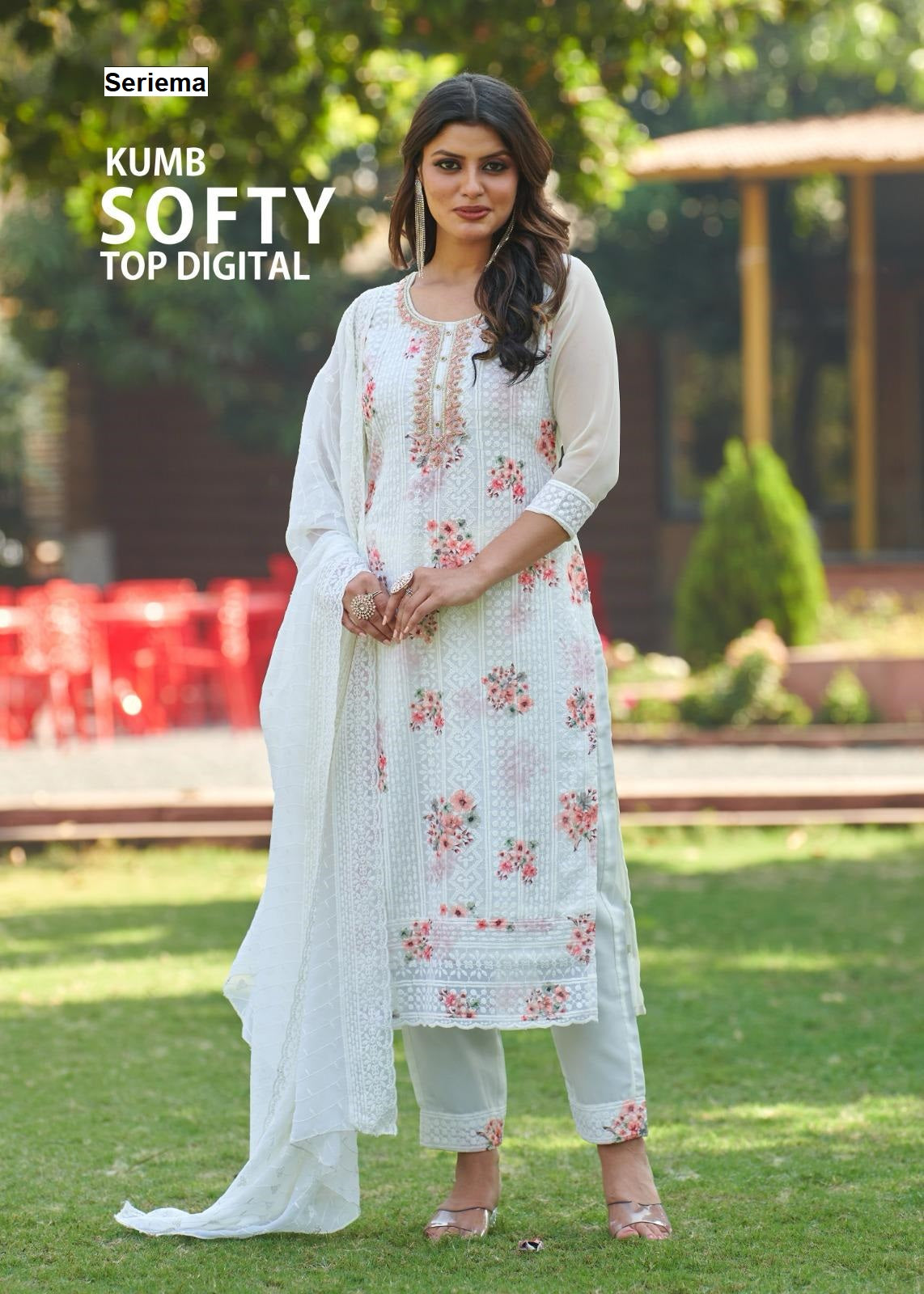 Kumb Softy Seriema Georgette Readymade Pant Style Suits Wholesaler Gujarat
