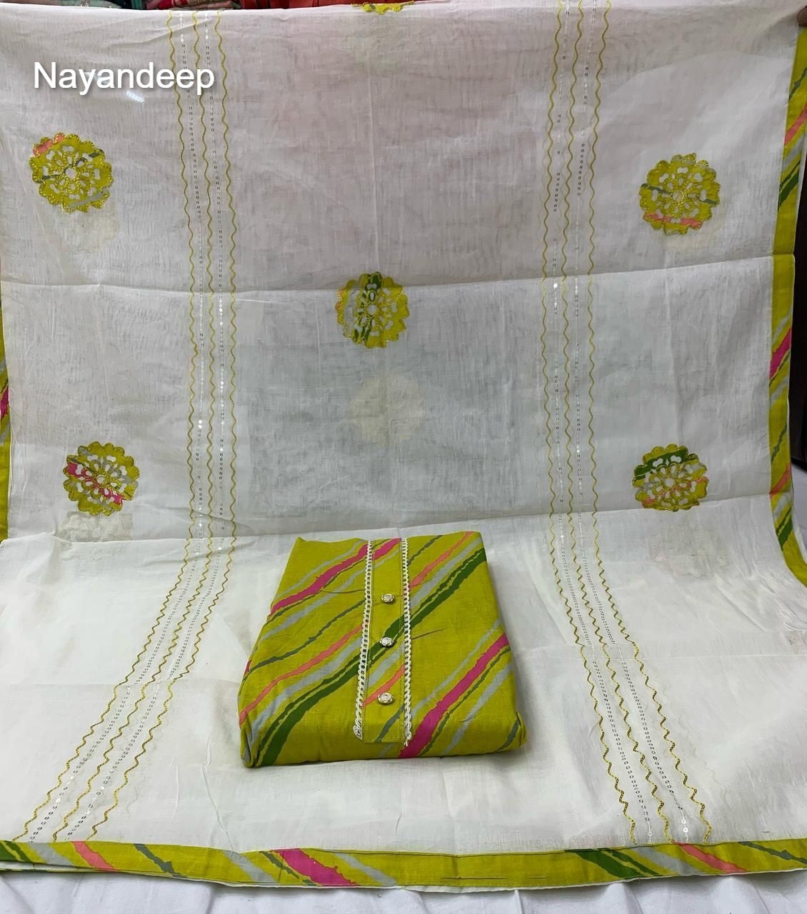 Kumkum 250425 Nayandeep Cotton Dress Material Supplier Gujarat