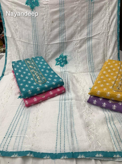 Kumkum 250425 Nayandeep Cotton Dress Material Supplier Gujarat