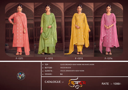 Kumkum Four Dots Organza Pant Style Suits Manufacturer