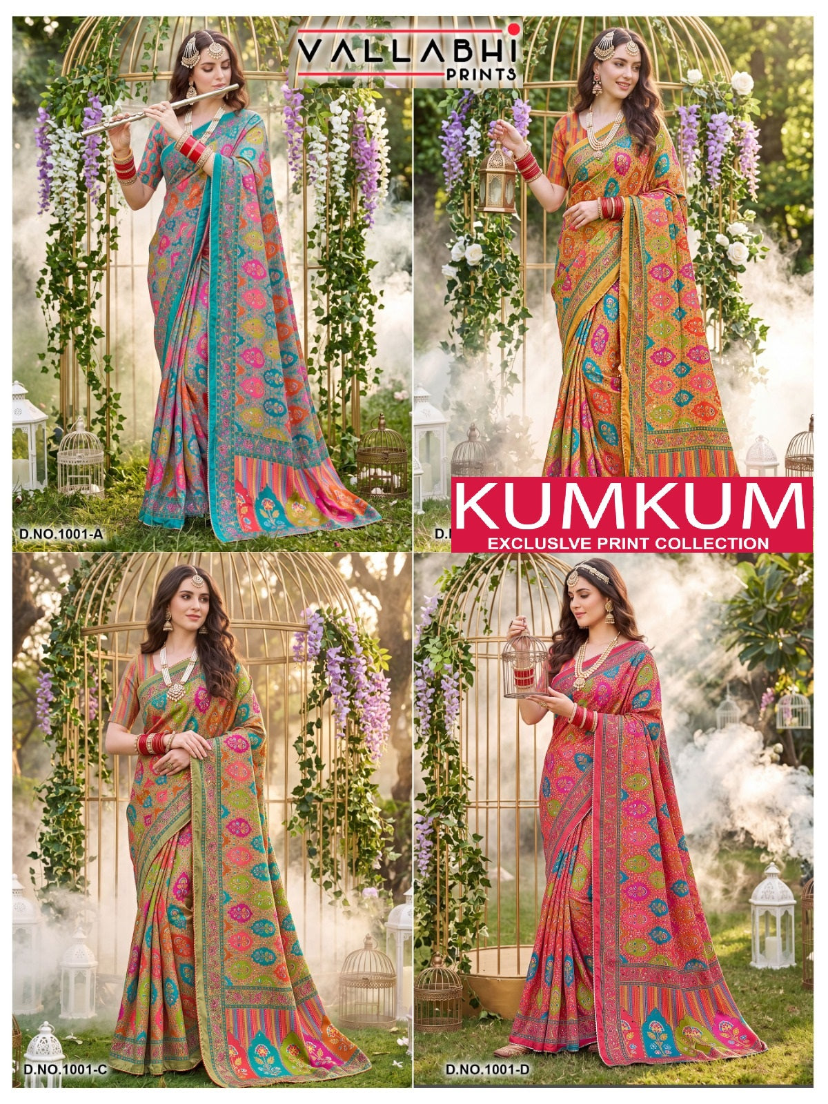 Kumkum Vallabhi Prints Satin Sarees Manufacturer Ahmedabad