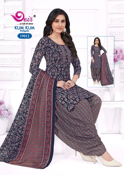 Kumkum Vol 19 With Lining Devi Indo Readymade Cotton Patiyala Suits Exporter