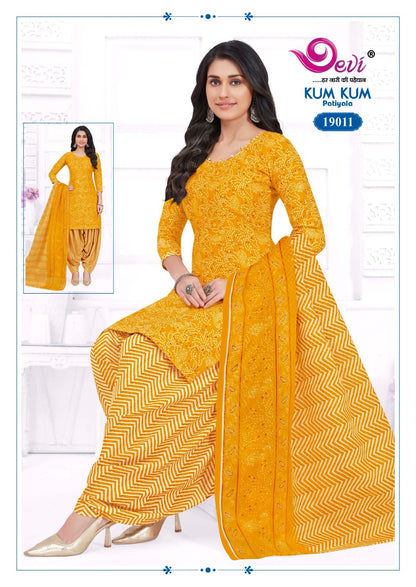 Kumkum Vol 19 With Lining Devi Indo Readymade Cotton Patiyala Suits Exporter