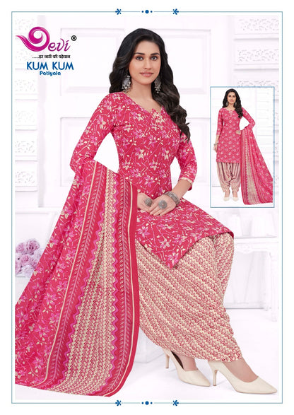 Kumkum Vol 19 With Lining Devi Indo Readymade Cotton Patiyala Suits Exporter
