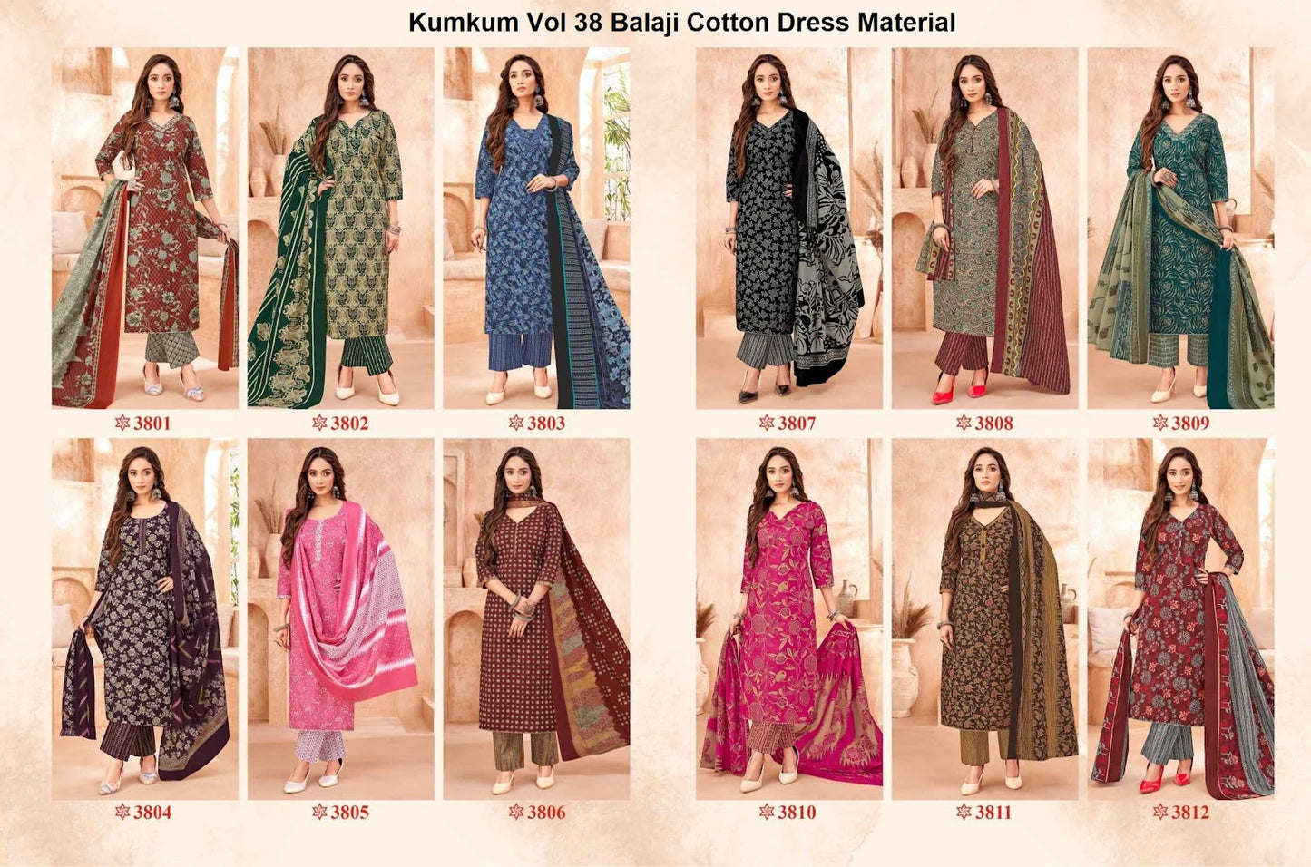 Kumkum Vol 38 Balaji Cotton Dress Material Wholesaler India