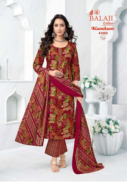 Kumkum Vol 41 Balaji Readymade Cotton Pant Suits Manufacturer India