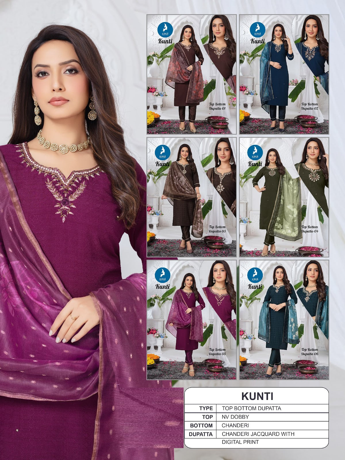 Kunti Kaya Dobby Readymade Pant Style Suits Wholesaler India