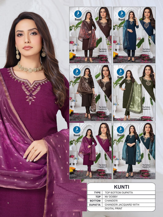 Kunti Kaya Dobby Readymade Pant Style Suits Wholesaler India