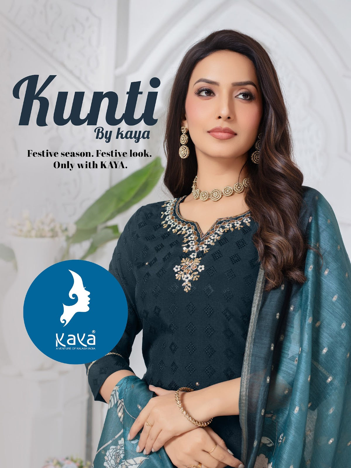 Kunti Kaya Dobby Readymade Pant Style Suits Wholesaler India