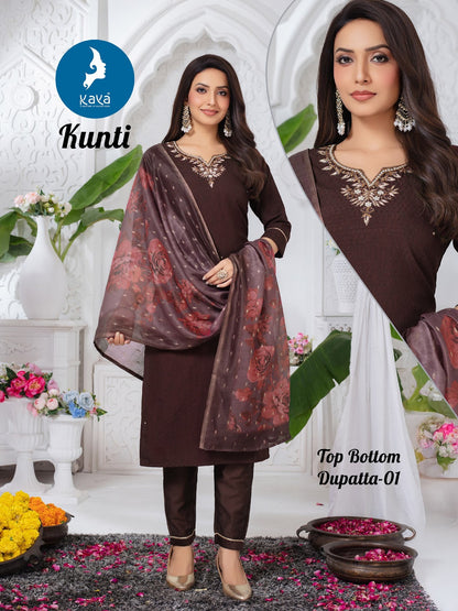 Kunti Kaya Dobby Readymade Pant Style Suits Wholesaler India