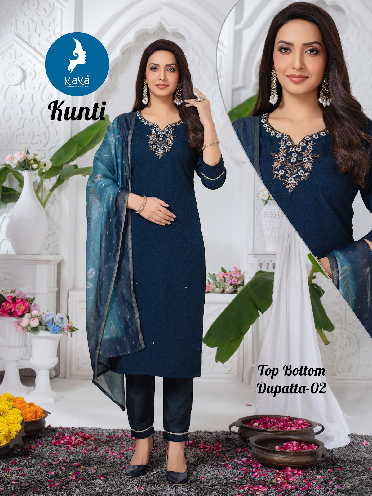 Kunti Kaya Dobby Readymade Pant Style Suits Wholesaler India