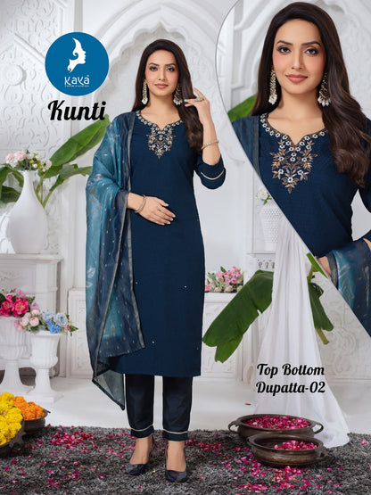 Kunti Kaya Dobby Readymade Pant Style Suits Wholesaler India