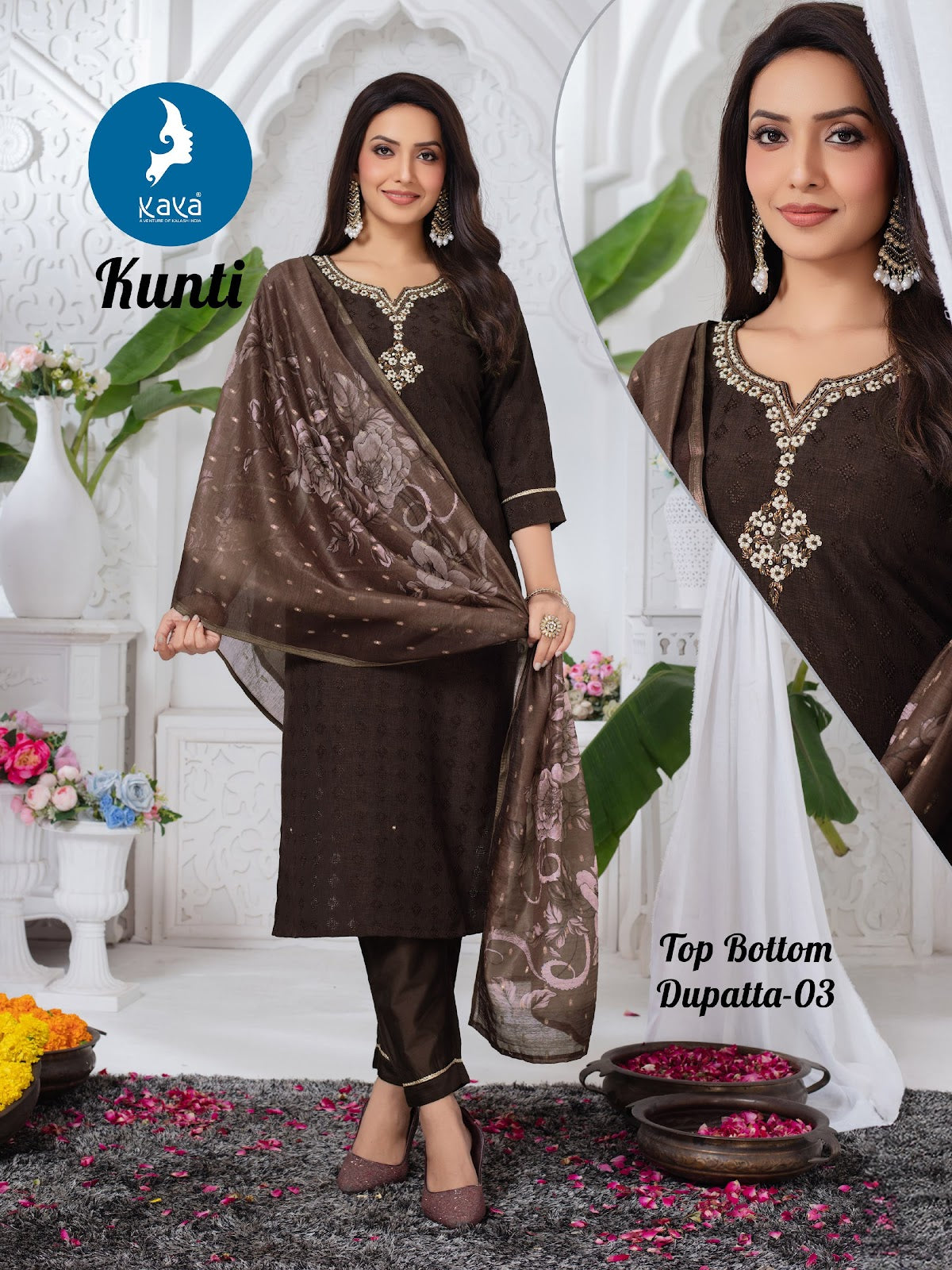Kunti Kaya Dobby Readymade Pant Style Suits Wholesaler India
