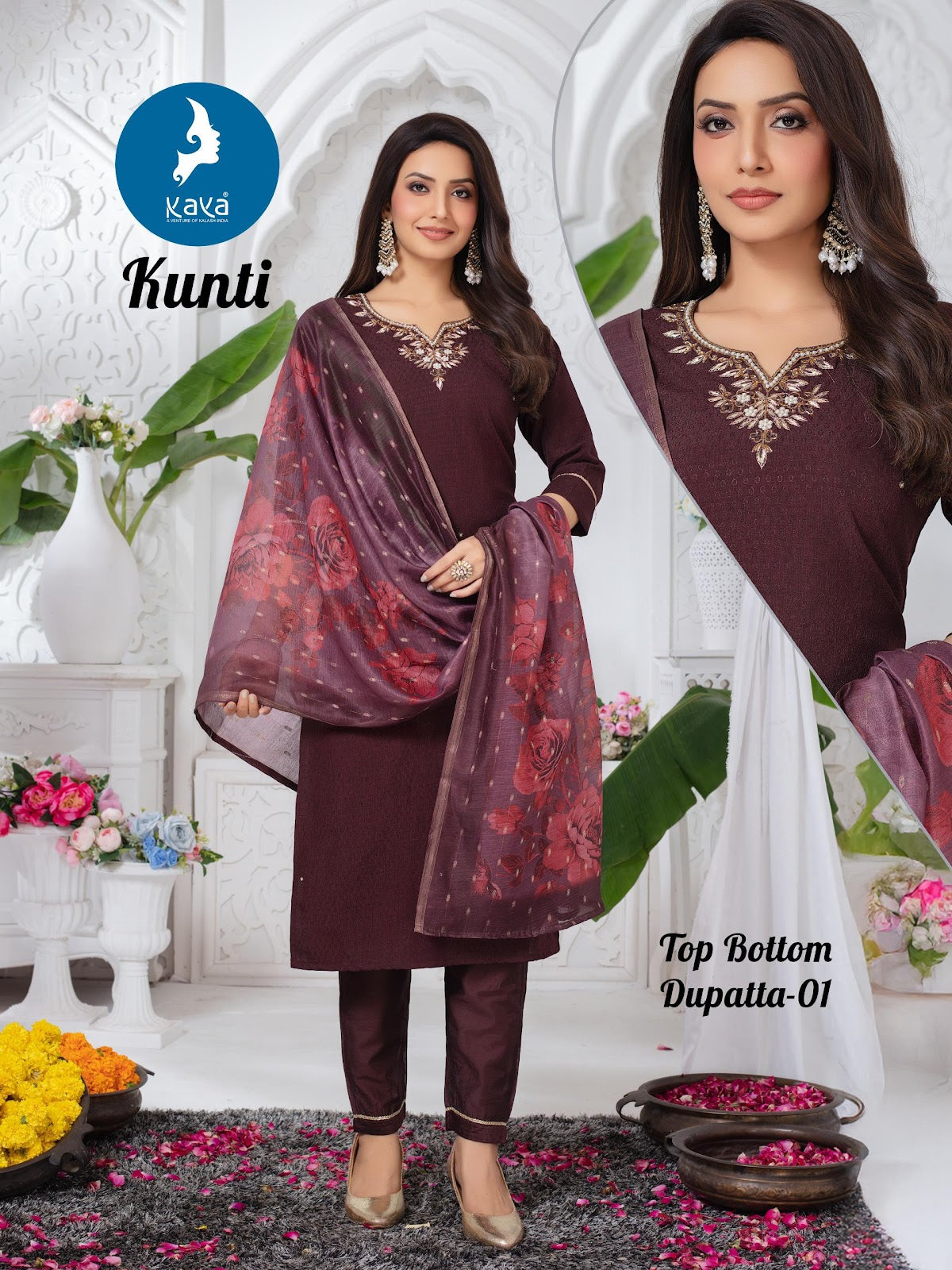 Kunti Kaya Dobby Readymade Pant Style Suits Manufacturer Gujarat