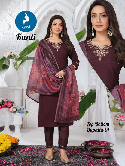 Kunti Kaya Dobby Readymade Pant Style Suits Manufacturer Gujarat