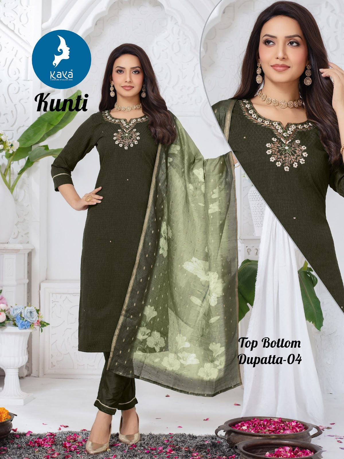 Kunti Kaya Dobby Readymade Pant Style Suits Wholesaler India