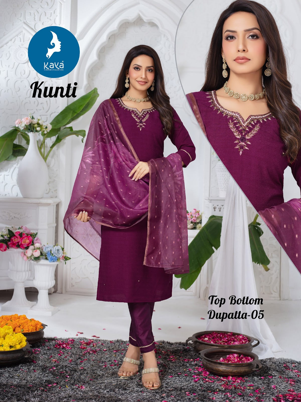 Kunti Kaya Dobby Readymade Pant Style Suits Wholesaler India