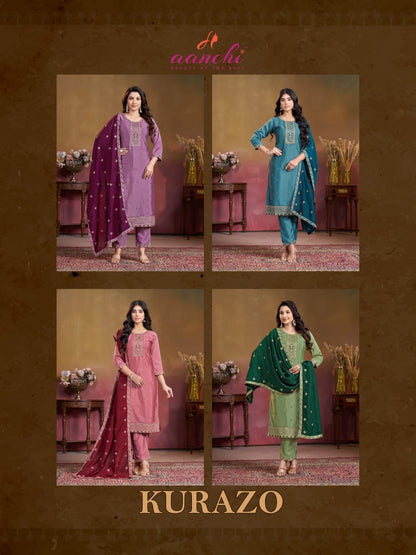 Kurazo Aanchi Crystal Silk Readymade Pant Style Suits Manufacturer Gujarat