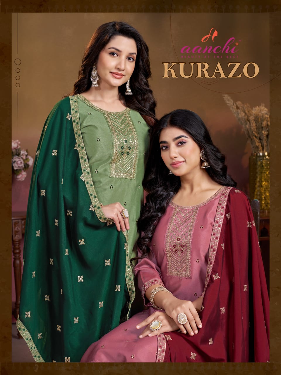 Kurazo Aanchi Crystal Silk Readymade Pant Style Suits Manufacturer Gujarat