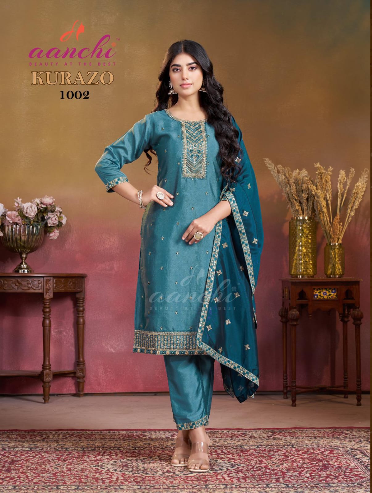 Kurazo Aanchi Crystal Silk Readymade Pant Style Suits Manufacturer Gujarat