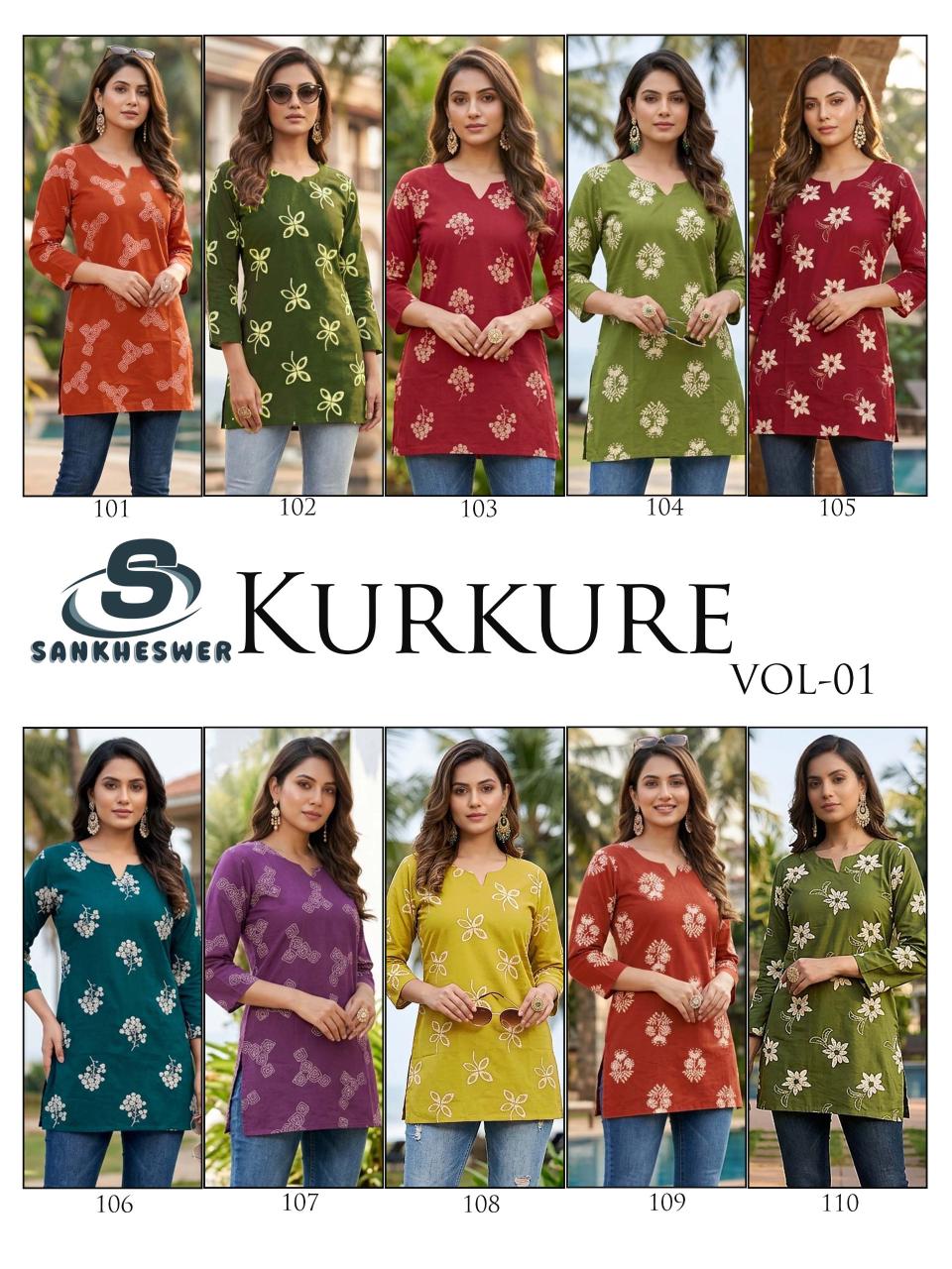 Kurkure Vol 1 Sankheswer Dhabu Cotton Short Kurtis Manufacturer India