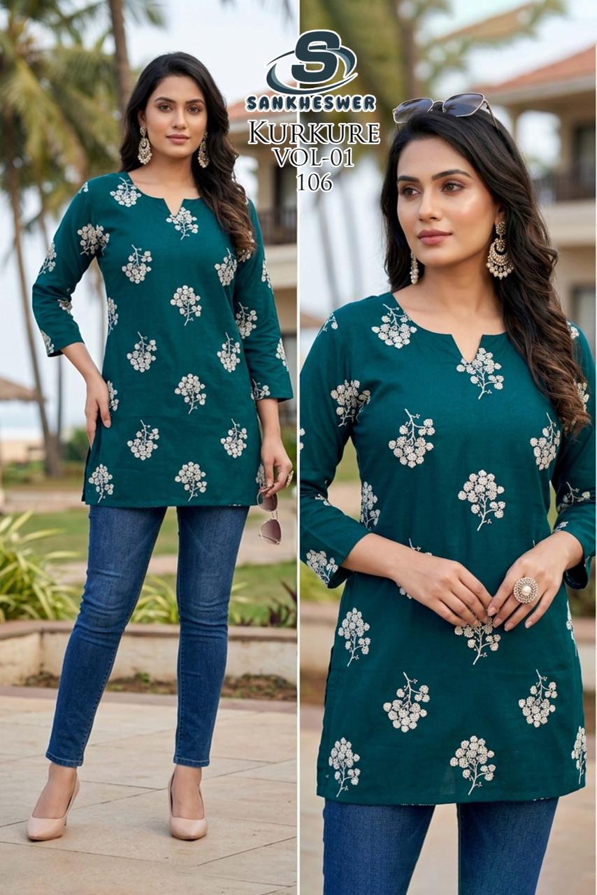 Kurkure Vol 1 Sankheswer Dhabu Cotton Short Kurtis Manufacturer India