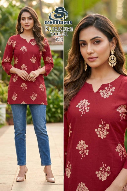 Kurkure Vol 1 Sankheswer Dhabu Cotton Short Kurtis Manufacturer India